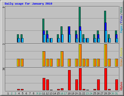 Daily usage for January 2010